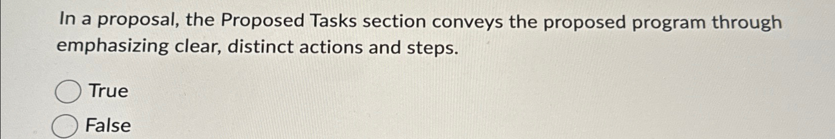 Solved In A Proposal, The Proposed Tasks Section Conveys The | Chegg.com