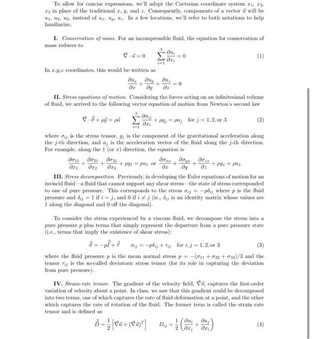 Solved 2. Derivation of Navier-Stokes equations. In what | Chegg.com