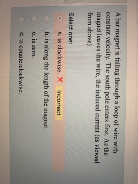 Solved A bar is falling through a loop of wire with