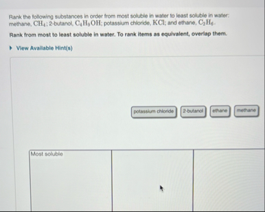 Solved Rank the following substances in order from most | Chegg.com