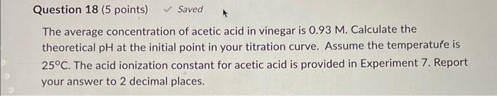 Solved The average concentration of acetic acid in vinegar | Chegg.com