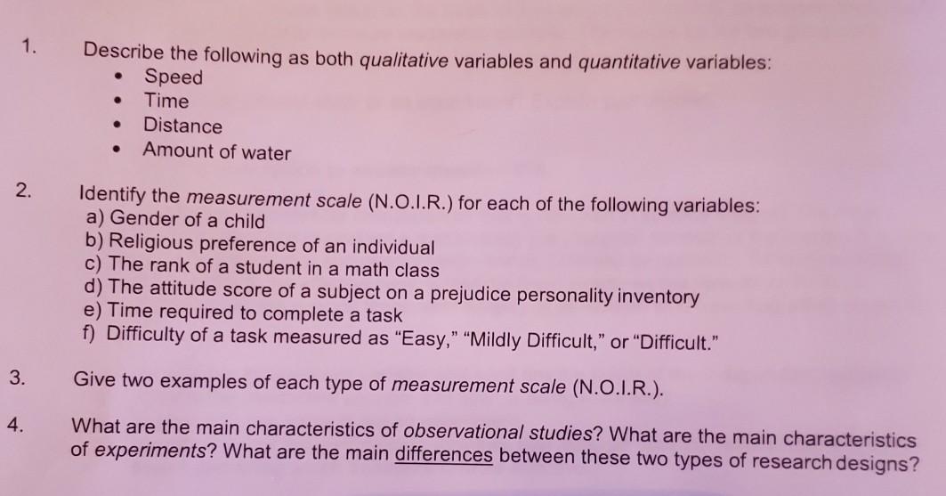 Qualitative variables under study