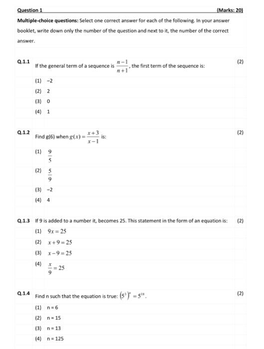 Solved Multiple-choice questions: Select one correct answer | Chegg.com