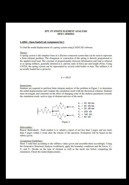 Ept 371 Finite Element Analysis Sem I 20202021 Labo2 Chegg Com