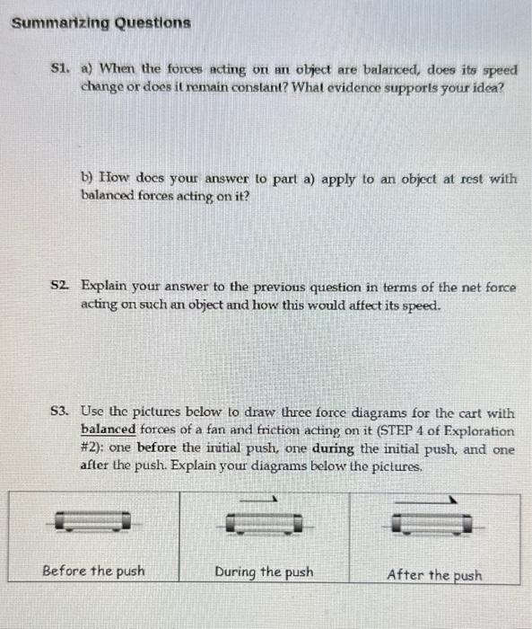 Solved S1. A) When The Forces Acting On An Object Are | Chegg.com