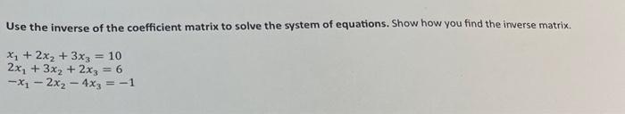 how to find inverse of the coefficient matrix