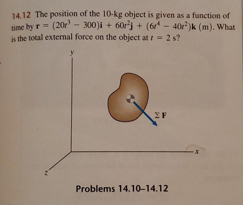Solved time by r = 14.12 The position of the 10-kg object is | Chegg.com