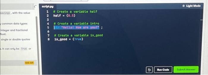 Solved Exercise - int, or integer: a number without a | Chegg.com