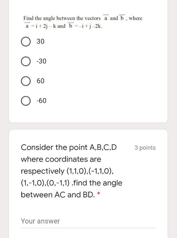 Solved Find the angle between the vectors a and b , where a | Chegg.com