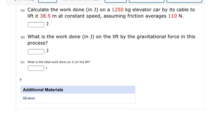 Solved (a) Calculate the work done (in J) on a 1250 kg | Chegg.com