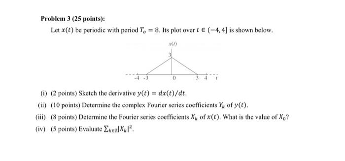 Solved Problem 3 (25 points): Let x (t) be periodic with | Chegg.com