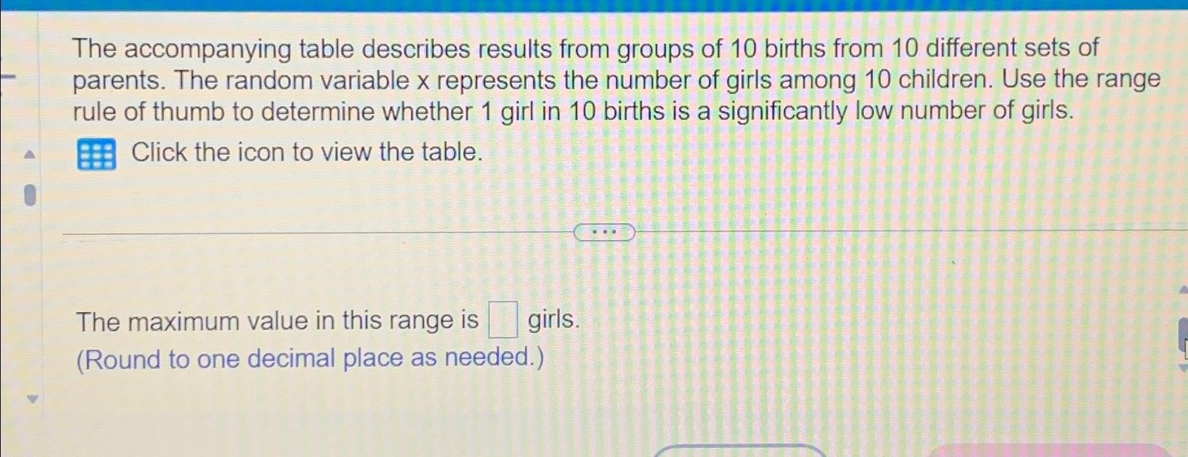 Solved The accompanying table describes results from groups | Chegg.com