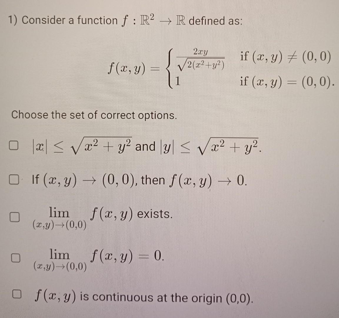 Solved 1 Consider A Function F R2→r Defined As