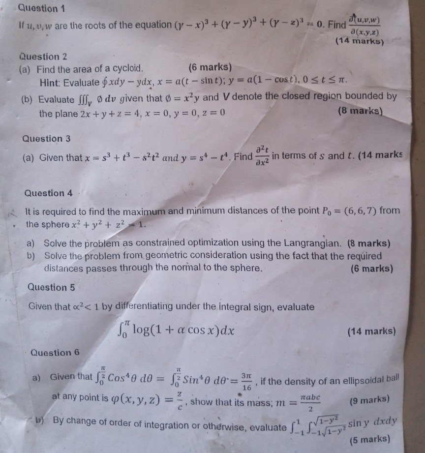 Solved Question 1 Du V W If U V W Are The Roots Of The Chegg Com