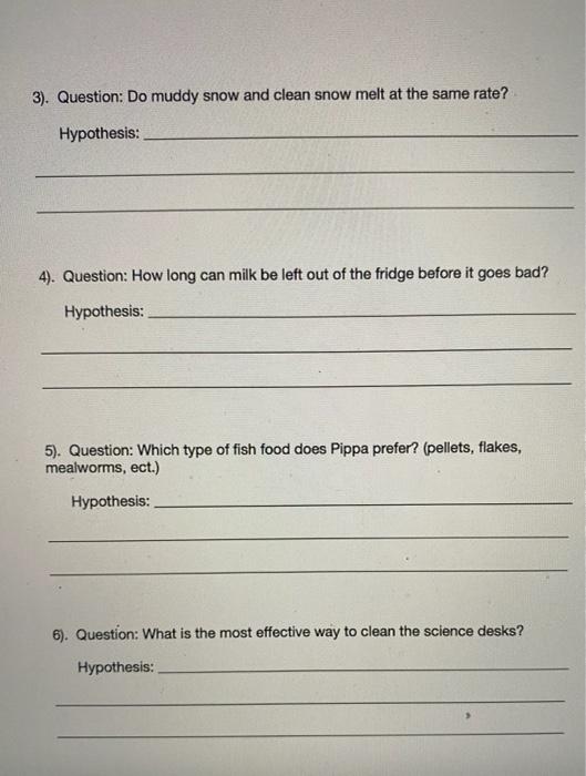 scientific method unit hypothesis writing practice answers