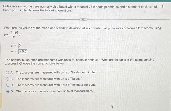 solved-pulse-rates-of-women-are-normally-distributed-with-a-chegg