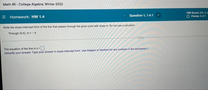Solved Math 45 - College Algebra, Winter 2022 E Homework: HW | Chegg.com