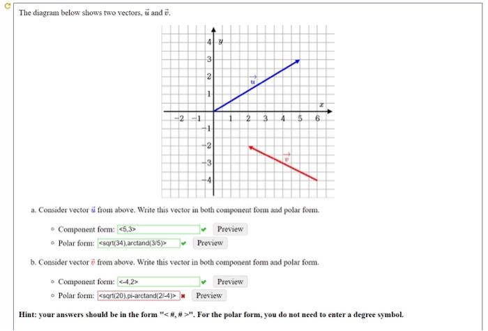 Solved The diagram below shows two vectors, u and v. a. | Chegg.com