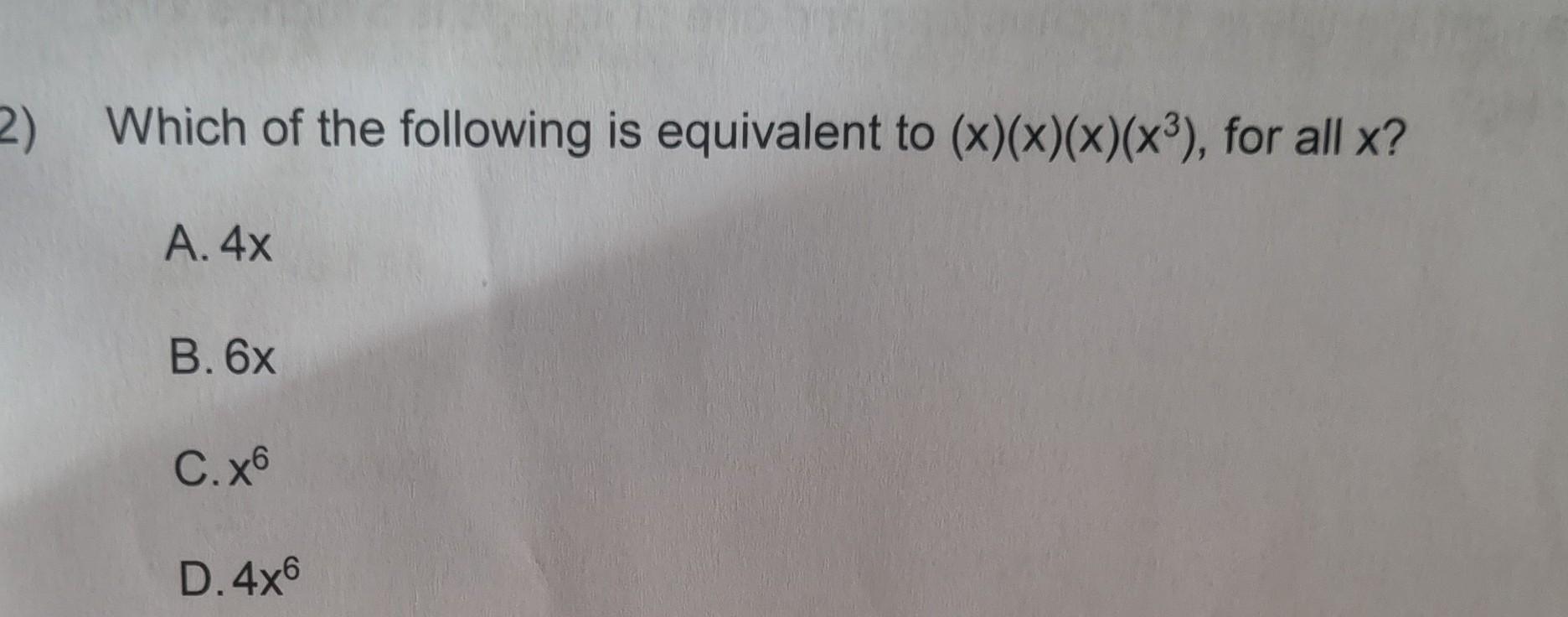 Solved Which Of The Following Is Equivalent To | Chegg.com