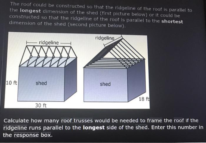 Solved The roof could be constructed so that the ridgeline | Chegg.com