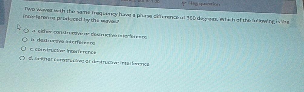 Solved F Flag question Two waves with the same frequency | Chegg.com