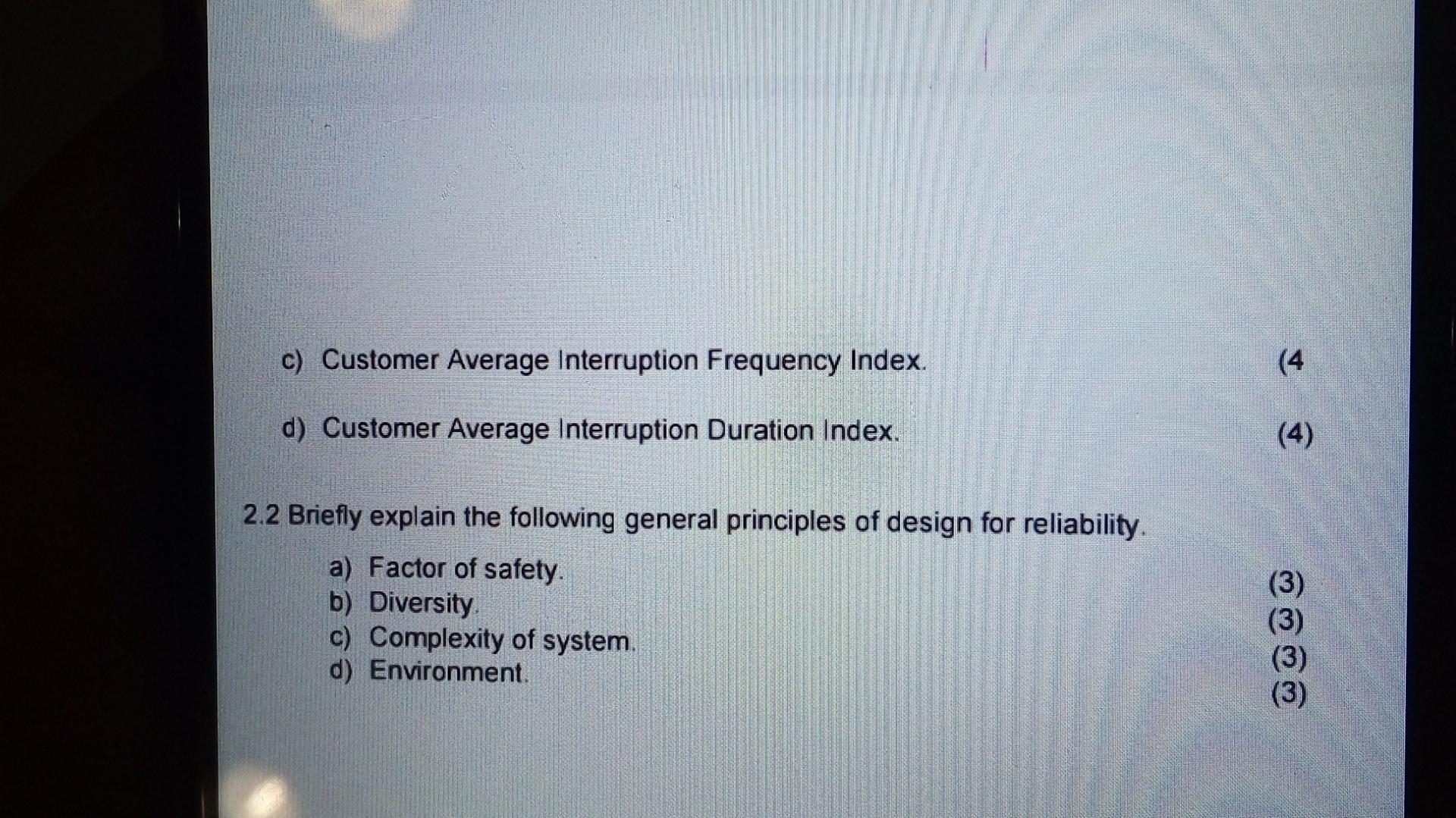 Solved 2.1 The use of indices for reliability is very common | Chegg.com