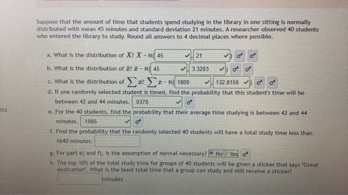 Solved Suppose that the amount of time that students spend | Chegg.com