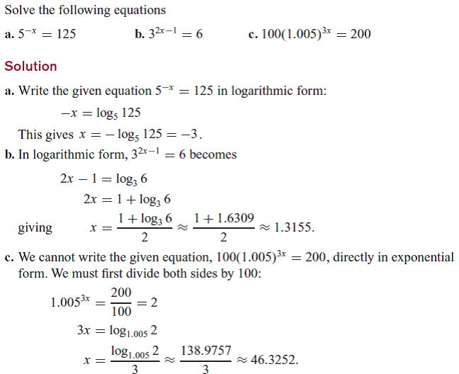 Solved: Use logarithms to solve the given equation. (Round answers ...