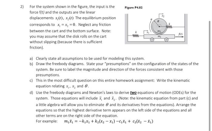 Solved Figure P4.82 R 2) For the system shown in the figure, | Chegg.com