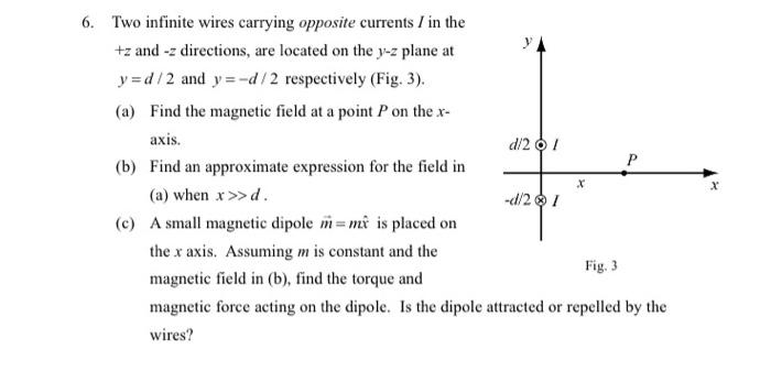 Solved Two infinite wires carrying opposite currents I in | Chegg.com