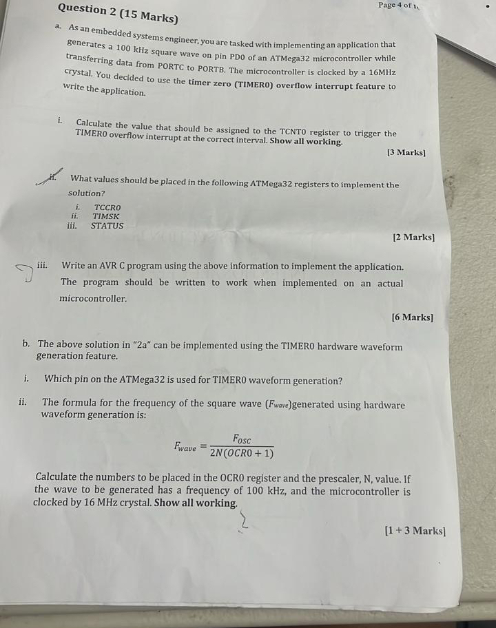 Solved Question 2 15 ﻿marks Page 4 ﻿or 1a ﻿as An Embedded