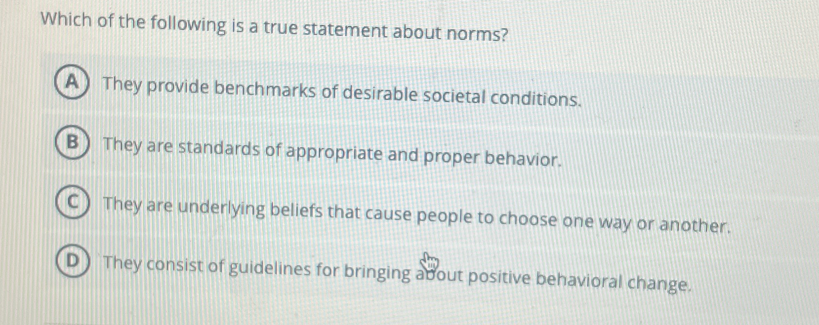 Solved Which of the following is a true statement about | Chegg.com