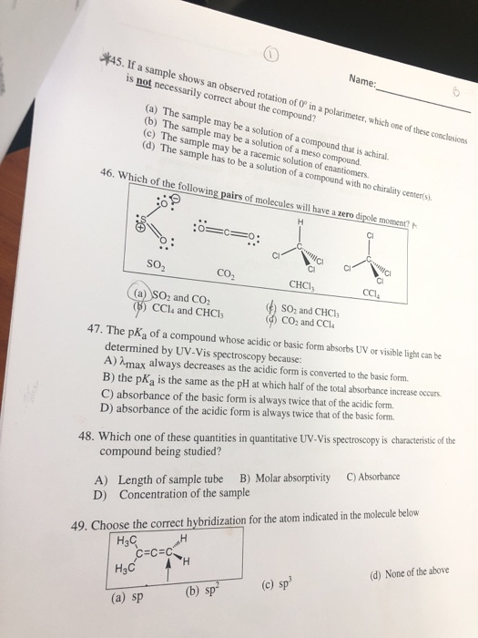 Observed Rotation Solved Problem Solved 45. If a sample shows an observed rotation of in a | Chegg.com
