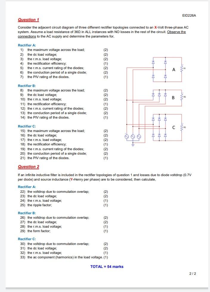 Solved EID226A Question 1 Consider the adjacent circuit | Chegg.com