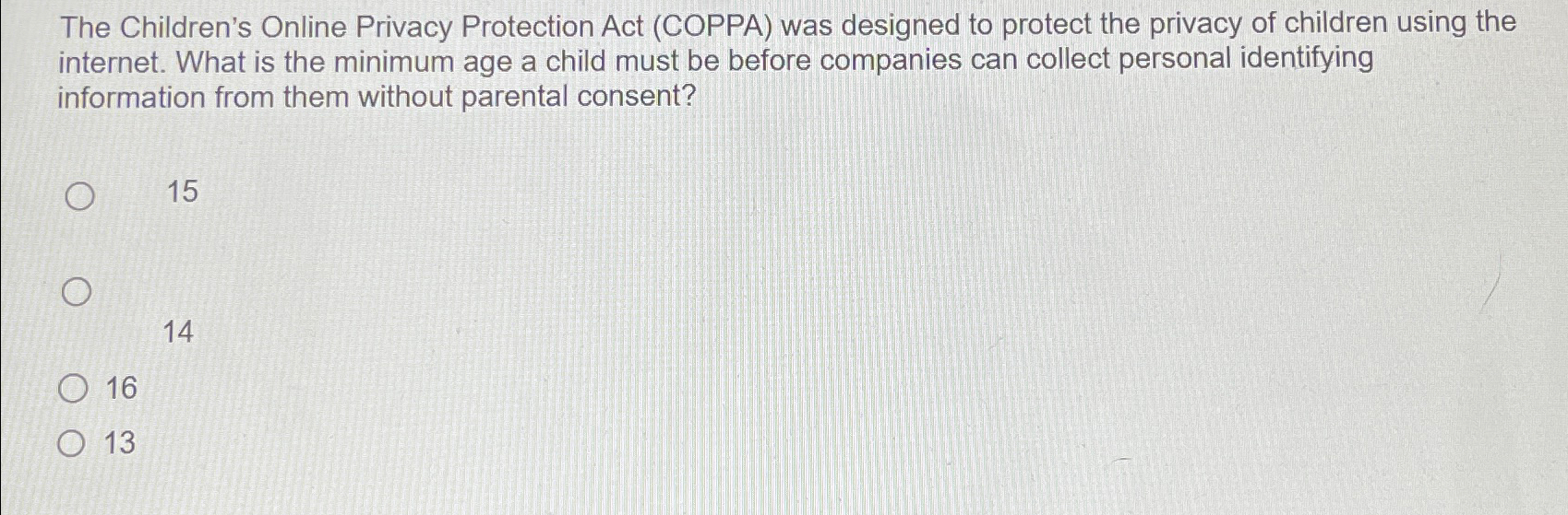 Solved The Children's Online Privacy Protection Act (COPPA) | Chegg.com