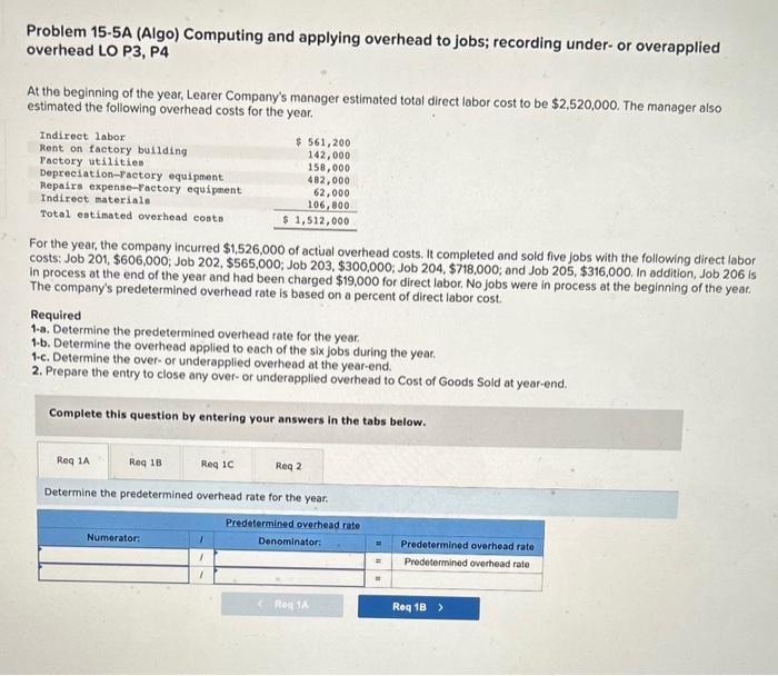 Solved Problem 155A (Algo) Computing and applying overhead