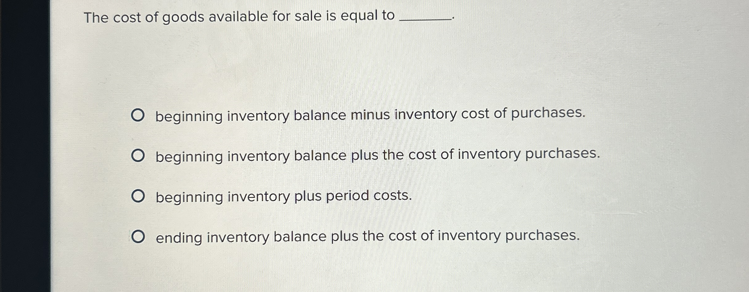 Solved The cost of goods available for sale is equal | Chegg.com