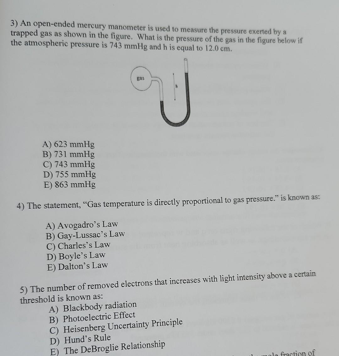 Solved 3) An openended mercury manometer is used to measure
