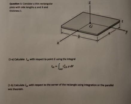 Solved Question 1: Consider a thin rectangular plate with | Chegg.com