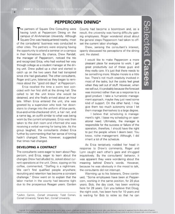 Read the Peppercorn Dining Case on pages 228256 in