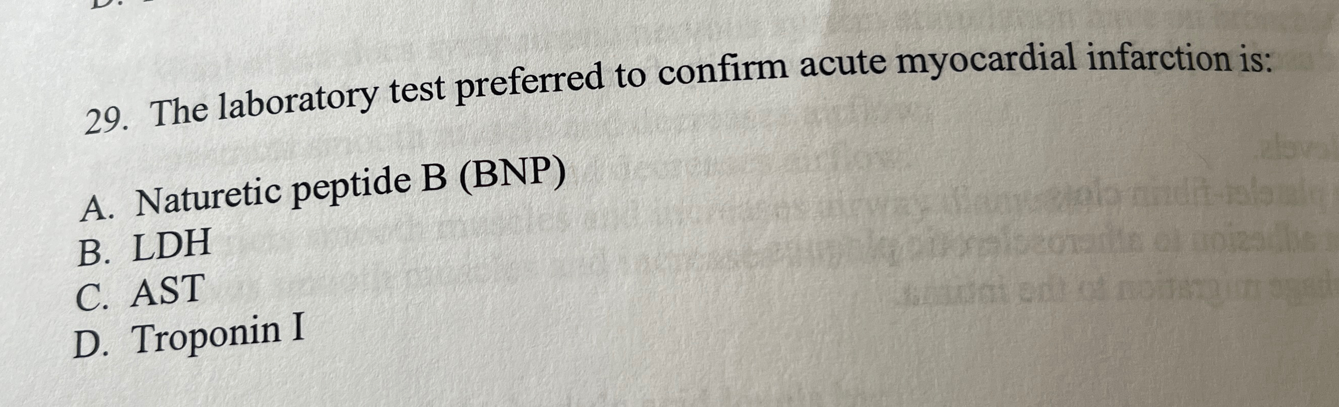 Solved The laboratory test preferred to confirm acute | Chegg.com