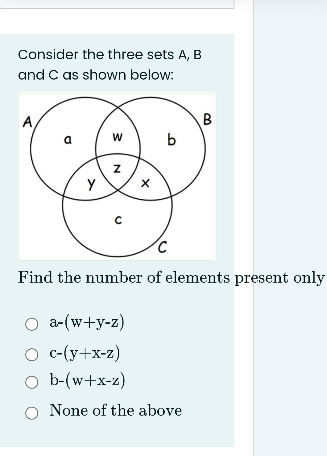 Solved Consider The Three Sets A,B And C As Shown Below: | Chegg.com