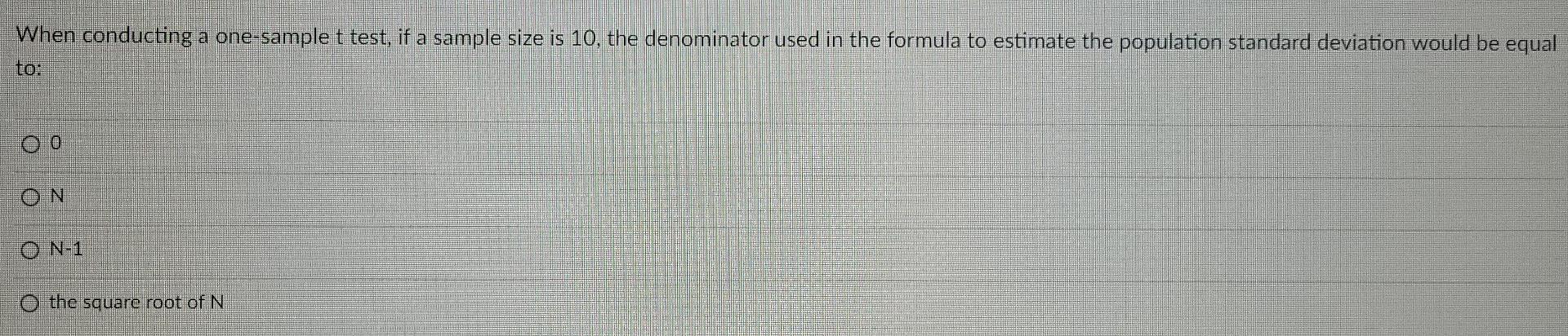 Solved When Conducting A One Sample T Test If A Sample Size 6279