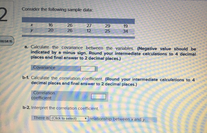 Solved Consider the following sample data: X y 16 20 26 26 | Chegg.com