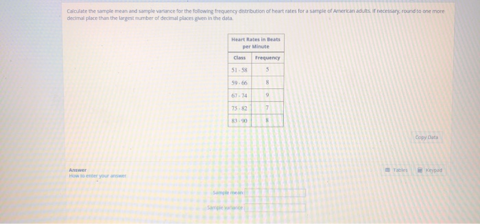 Solved Calculate the sample mean and sample variance for the | Chegg.com