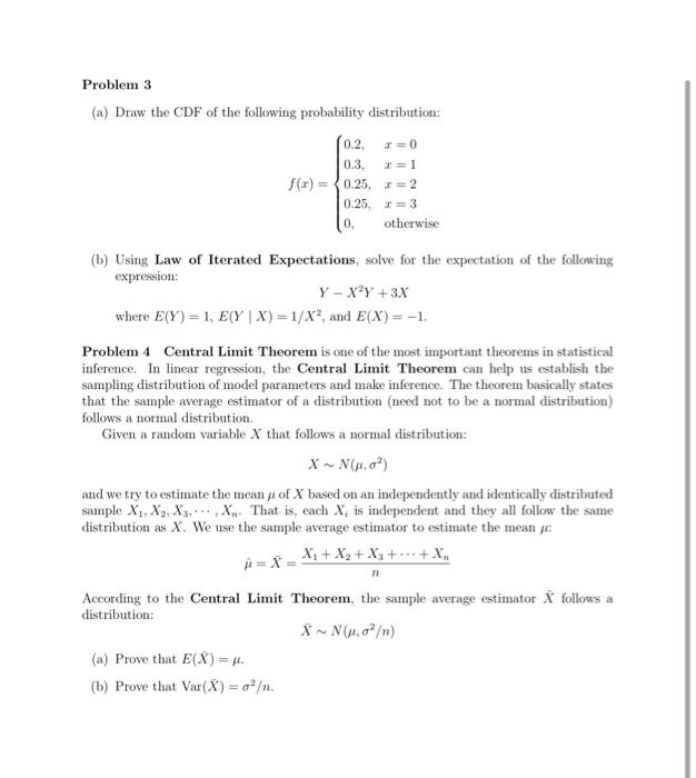 Solved (a) Draw The CDF Of The Following Probability | Chegg.com