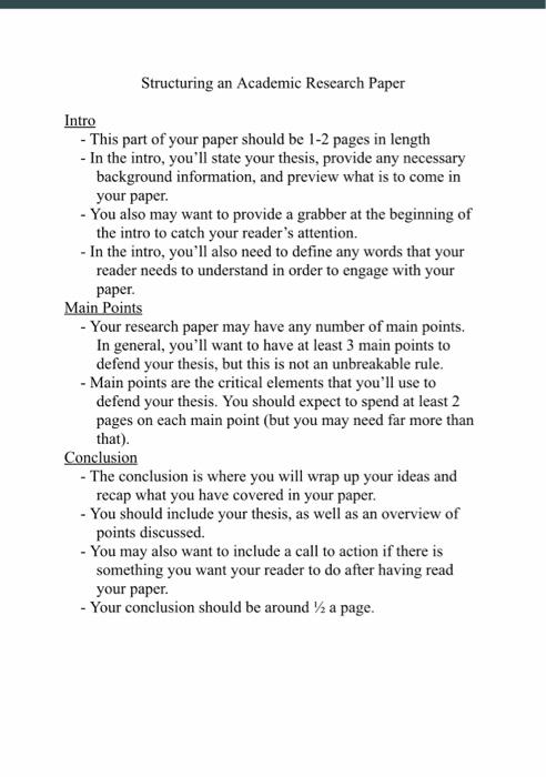Structuring an Academic Research Paper Intro - This | Chegg.com