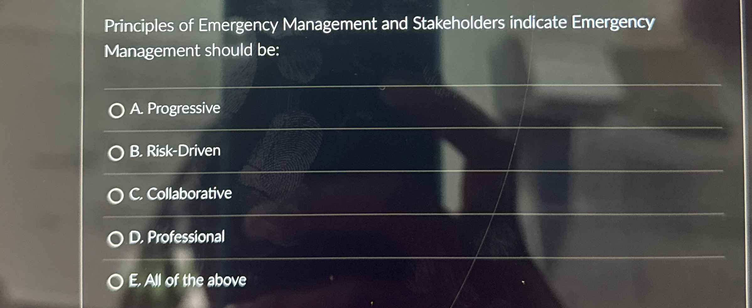 Solved Principles of Emergency Management and Stakeholders | Chegg.com