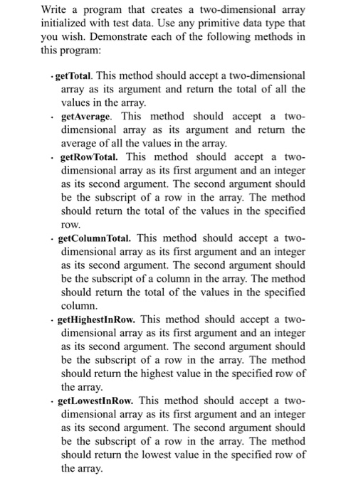 Solved for my computer science class, i have to write a 2D | Chegg.com