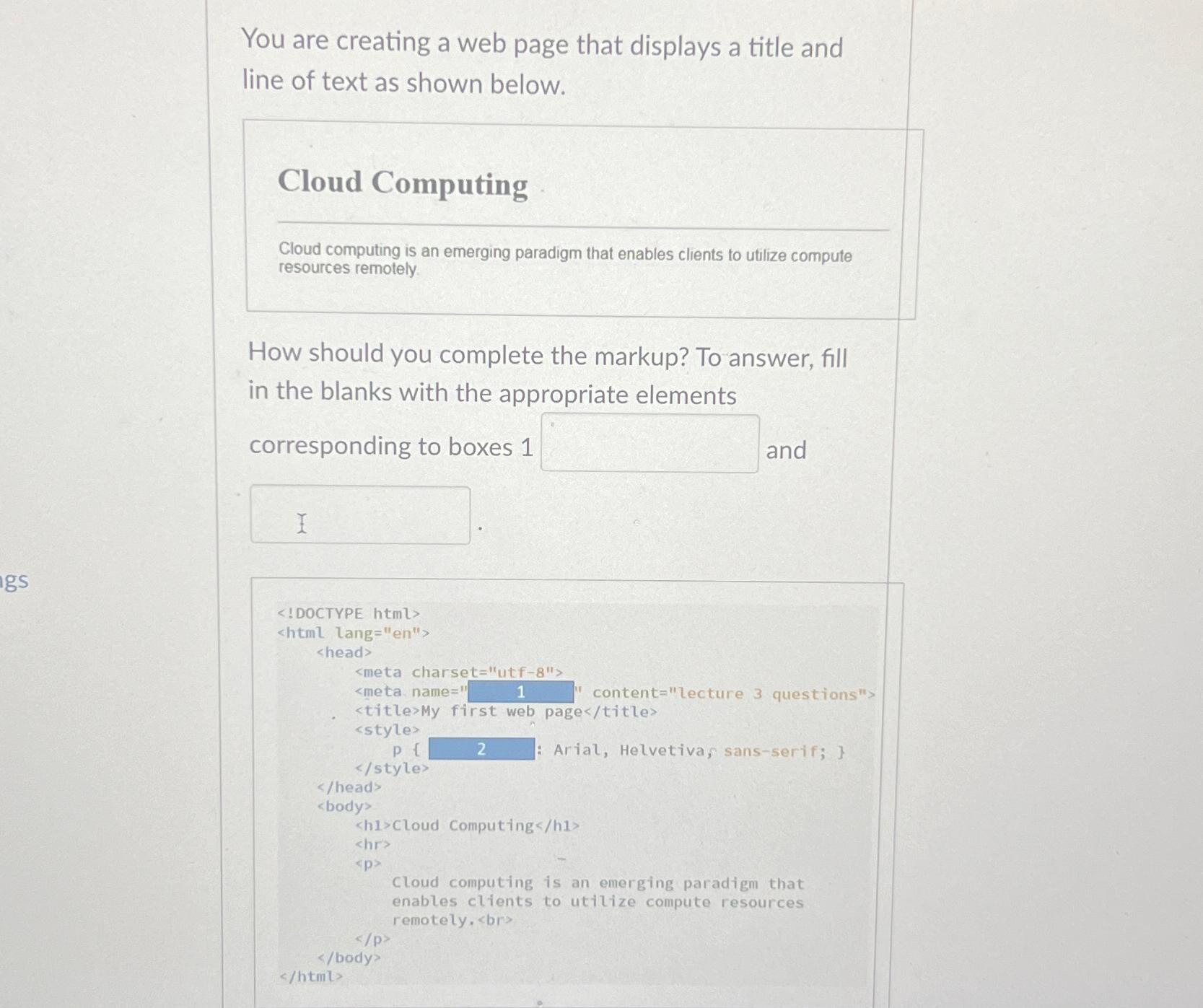 Solved You are creating a web page that displays a title and | Chegg.com